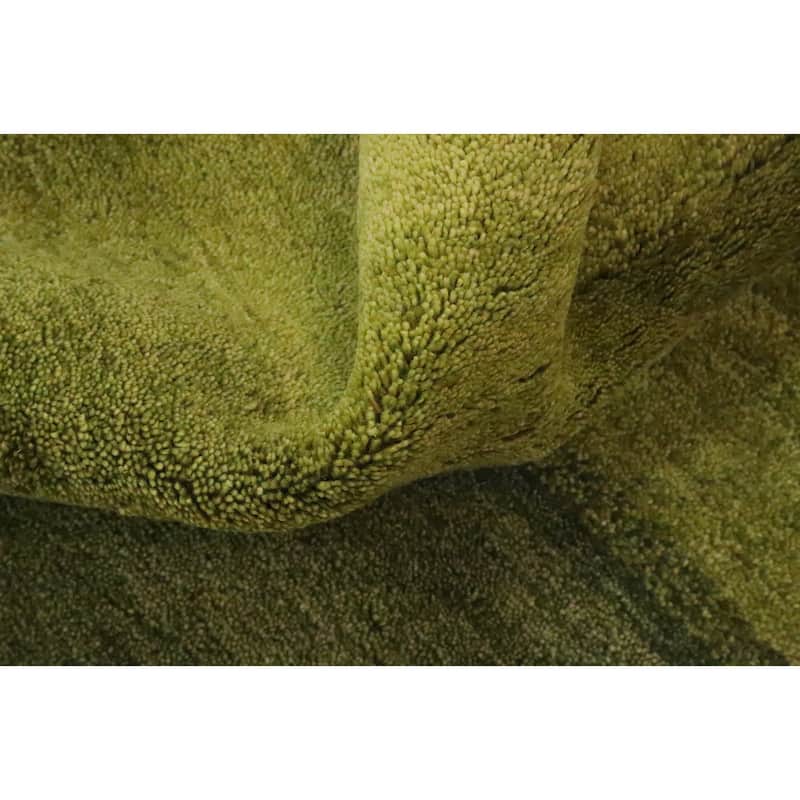 Hand Knotted Oriental 100% Wool Carpet Modern Stripe Green Gabbeh Area Rug - 6' 6'' X 4' 10''
