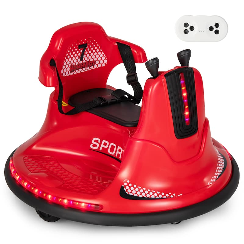 6V Bumper Car for Kids Toddlers Electric Ride On Car with 360° Spin - Red