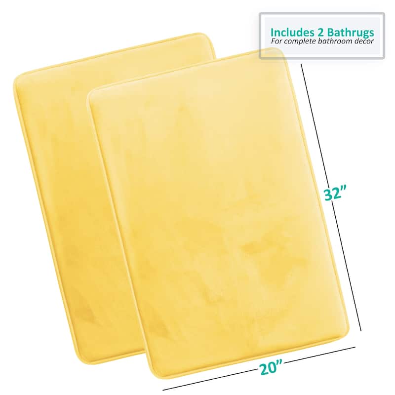 Clara Clark Ultra Soft Plush Bathroom Rug - Non-Slip, Velvet, Memory Foam Bath Mat - Set of 2