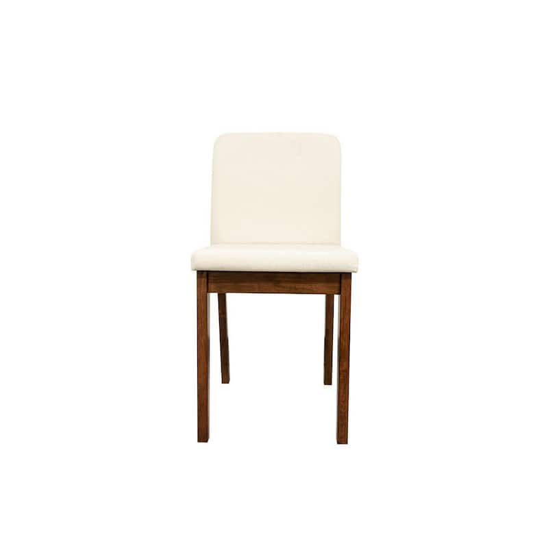 Zory 5pc Dining Table Set, 4 Padded Chairs, Beige Burlap, Brown Wood