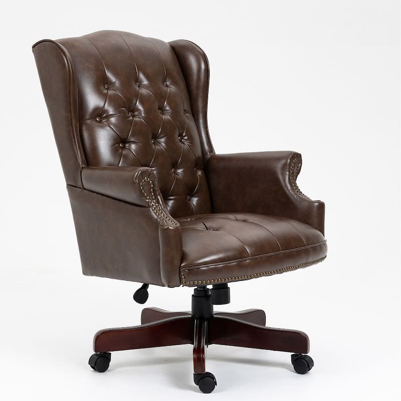 Executive PU Leather Tilt Swivel Office Chair, Ergonomic Reclining Comfortable Desk Chair