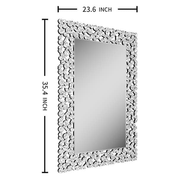 KOHROS Modern Rectangular Crystal Framed Decorative Wall Mirror Bed