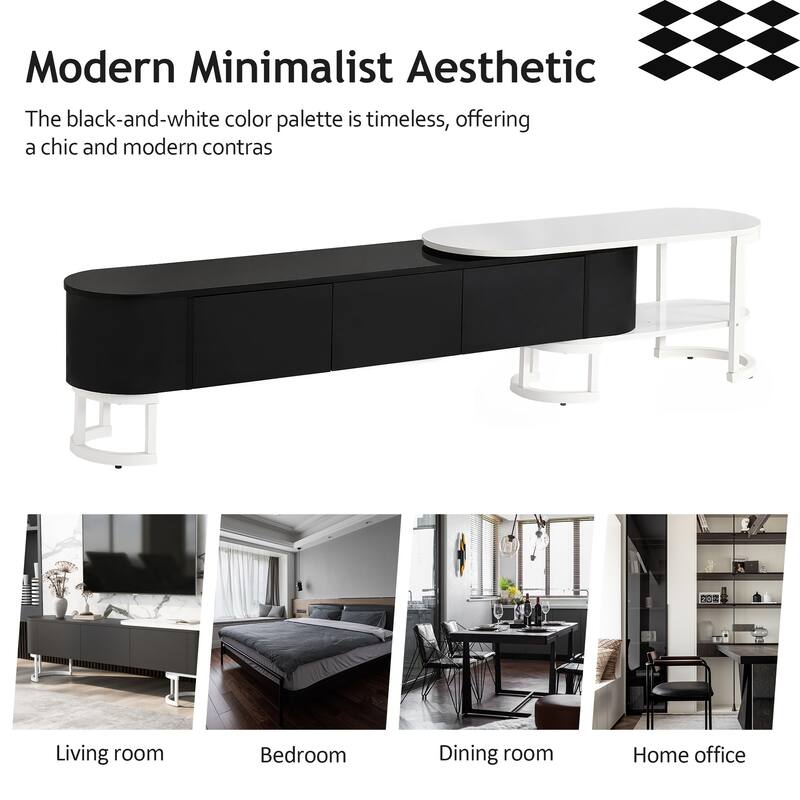 U-Can 67.7''-76.4'' Modern Extendable TV Stand for TVs up to 75 Inches - 67.7x 11.5 x 16.1