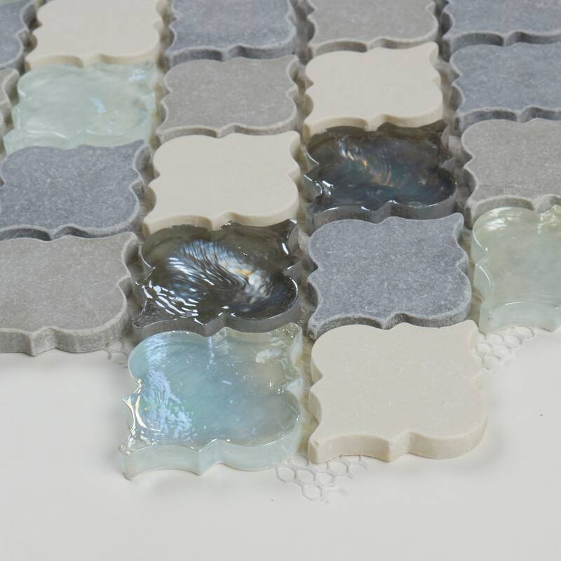 Decorative Stone Accent 2-inch Baroque Mosaic Tile in Gris et Blanc - 12.75x12