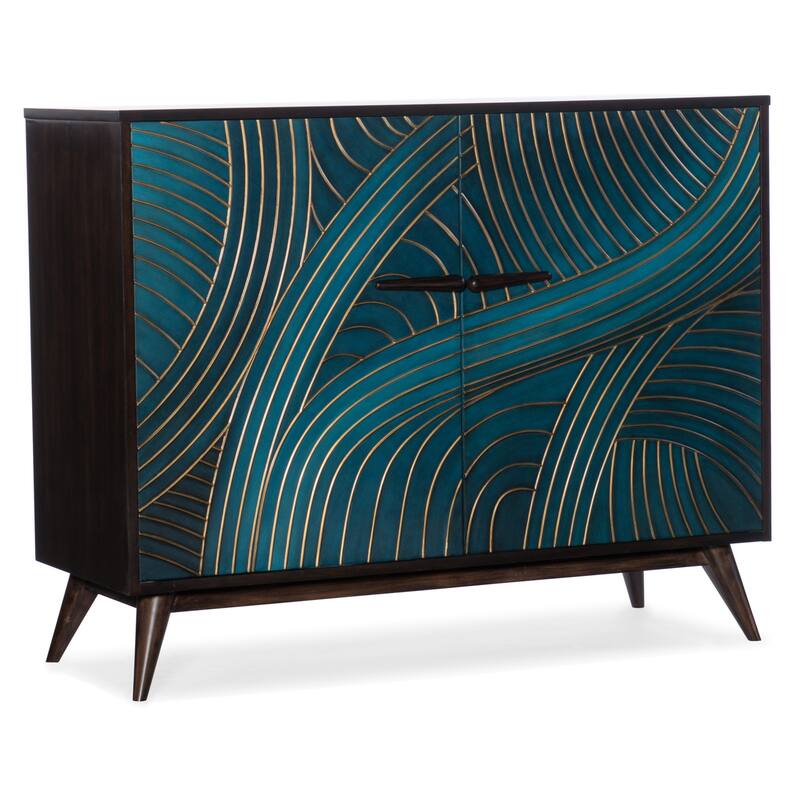 Hooker Furniture Esperanza 48" Wide Gesso Painted 2 Shelf Accent - Dark Poplar / Teal - Dark Poplar / Teal