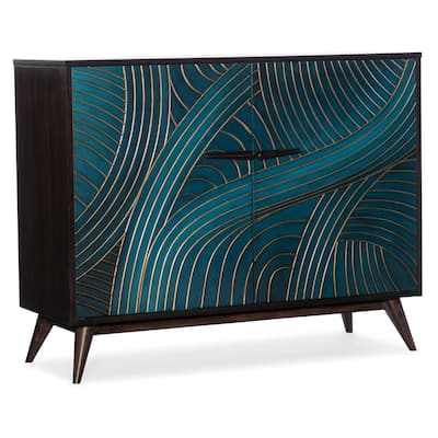 Hooker Furniture Esperanza 48" Wide Gesso Painted 2 Shelf Accent - Dark Poplar / Teal