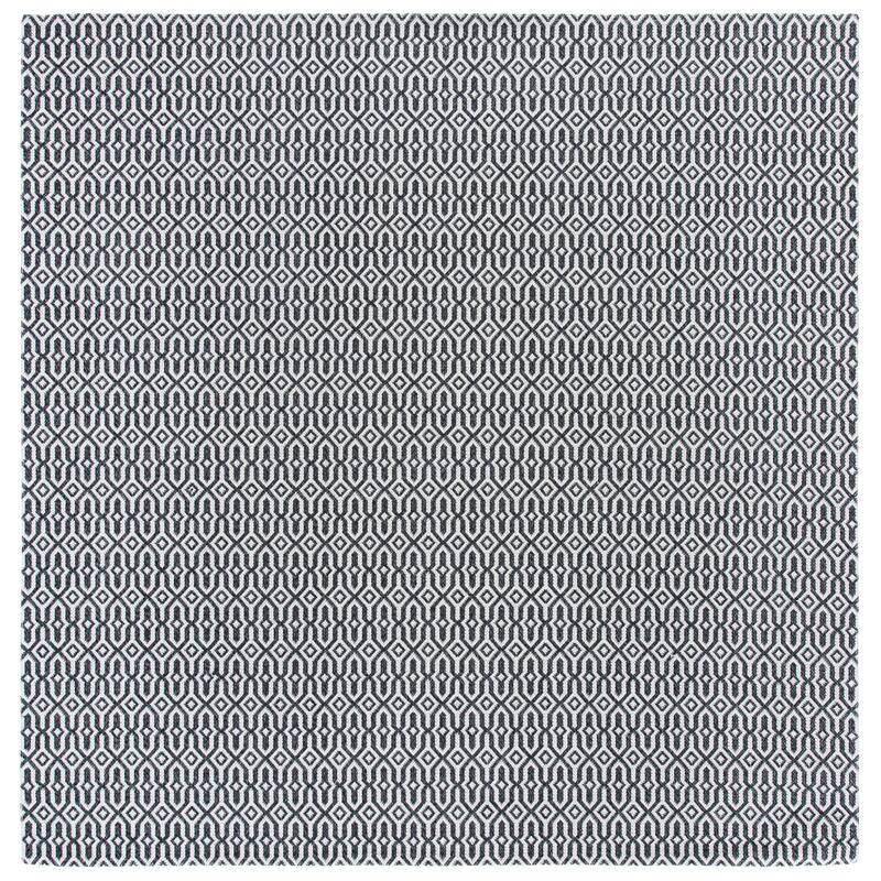 SAFAVIEH Augustine Lelya Contemporary Cotton Rug - 6'4" Square - Black/Light Grey