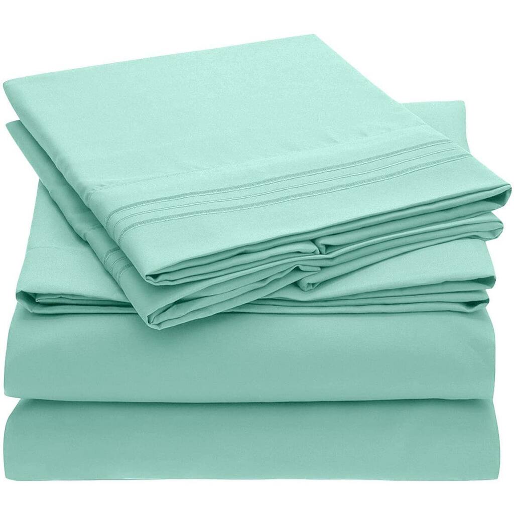 4 PC Mint Sheet Set 2000 Embroidery Soft Cozy 12" Deep Pocket
