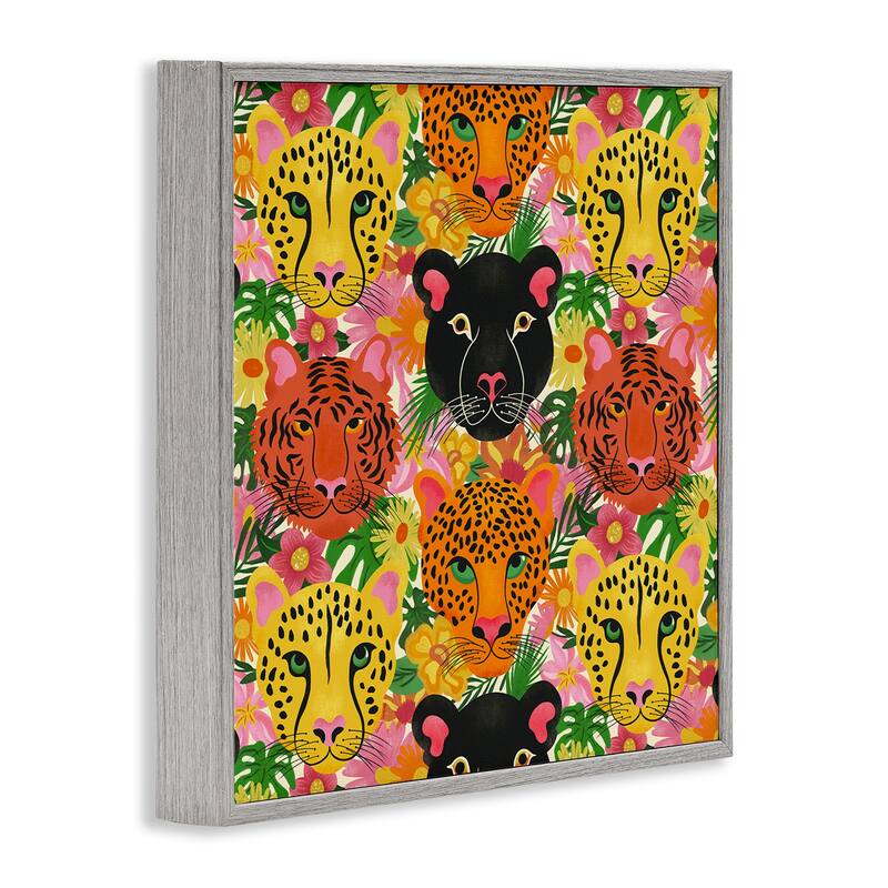 Stupell Jungle Cats Wildlife Pattern Framed Giclee Art Design By Carrie Cantwell