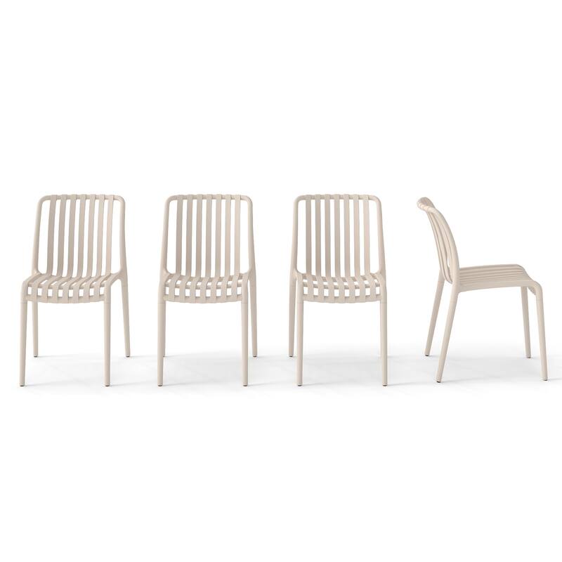 Outdoor Stackable Plastic Chairs Dining Chair Set 4-Piece Lightweight