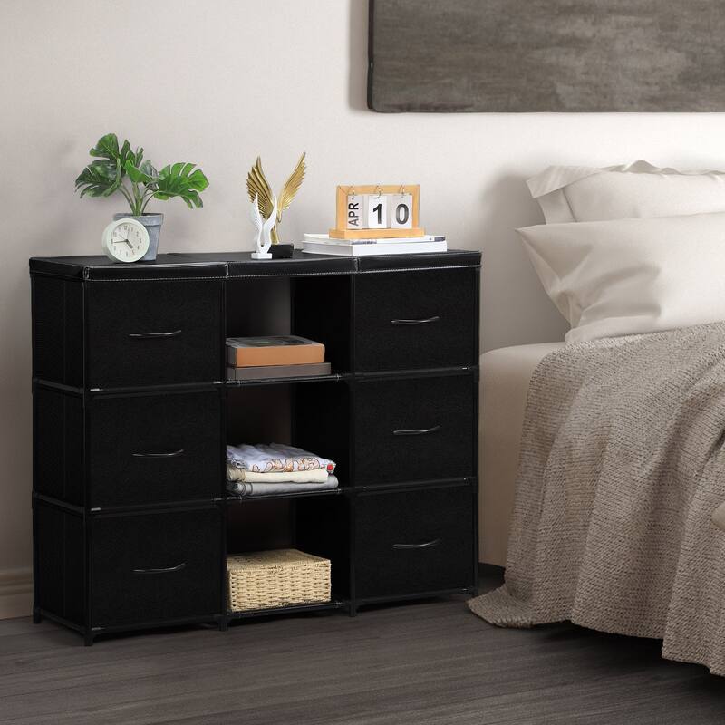 Dresser for Bedroom Dresser TV Stand with Storage Drawers, Small Fabric Dresser - 6-drawer