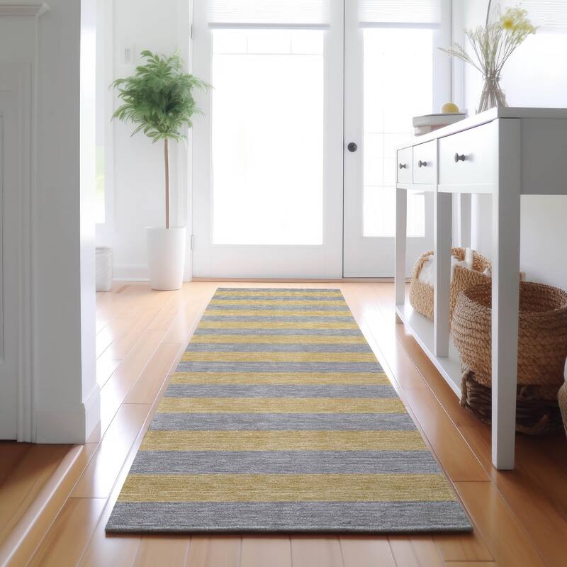 Premium Washable Super Soft Cabana Stripe Mayfield Rug - Silver - 2' 3" x 7' 6" - Runner