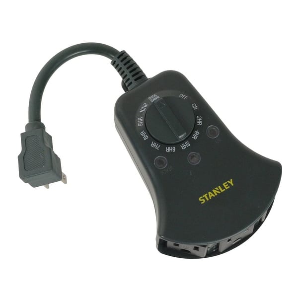 Stanley Outdoor Plug Bank 3 Outlets Auto Control Ground Stake Timer  Rainproof