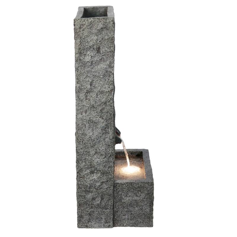 31.5" LED Lighted Rectangular Waterfall Outdoor Garden Water Fountain