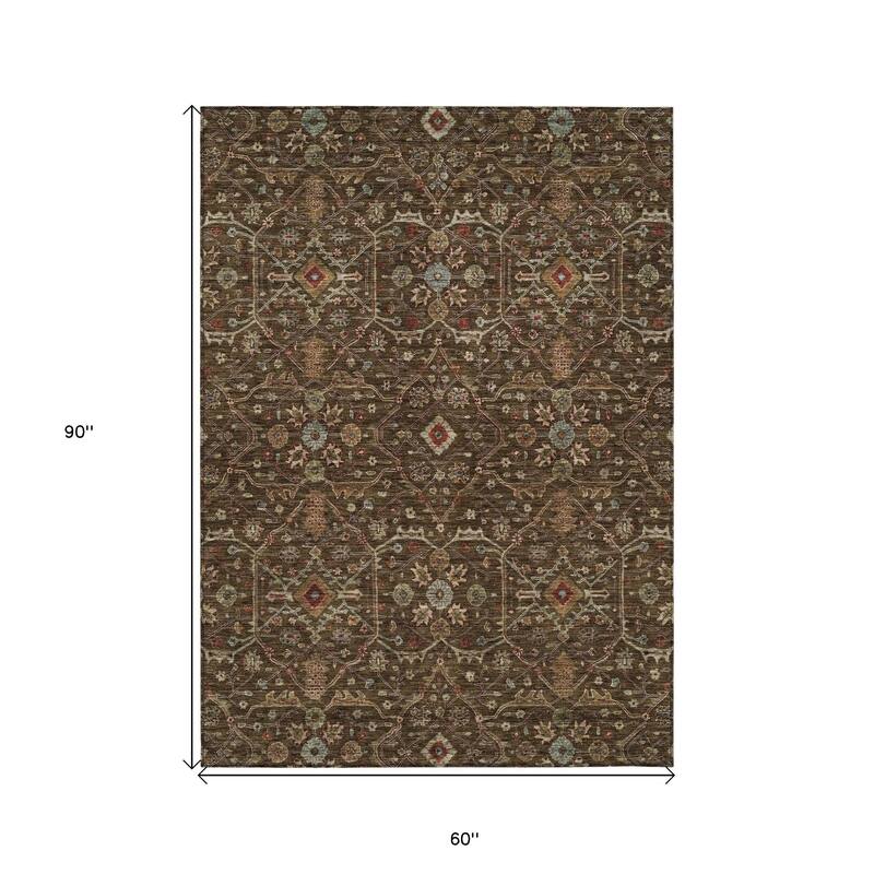 HomeRoots Floral Transitional Rectangle Outdoor Rug