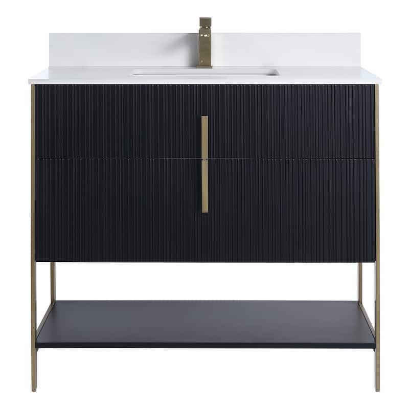 Fine Fixtures Serenity Modern Bathroom Vanity with White Stone Top