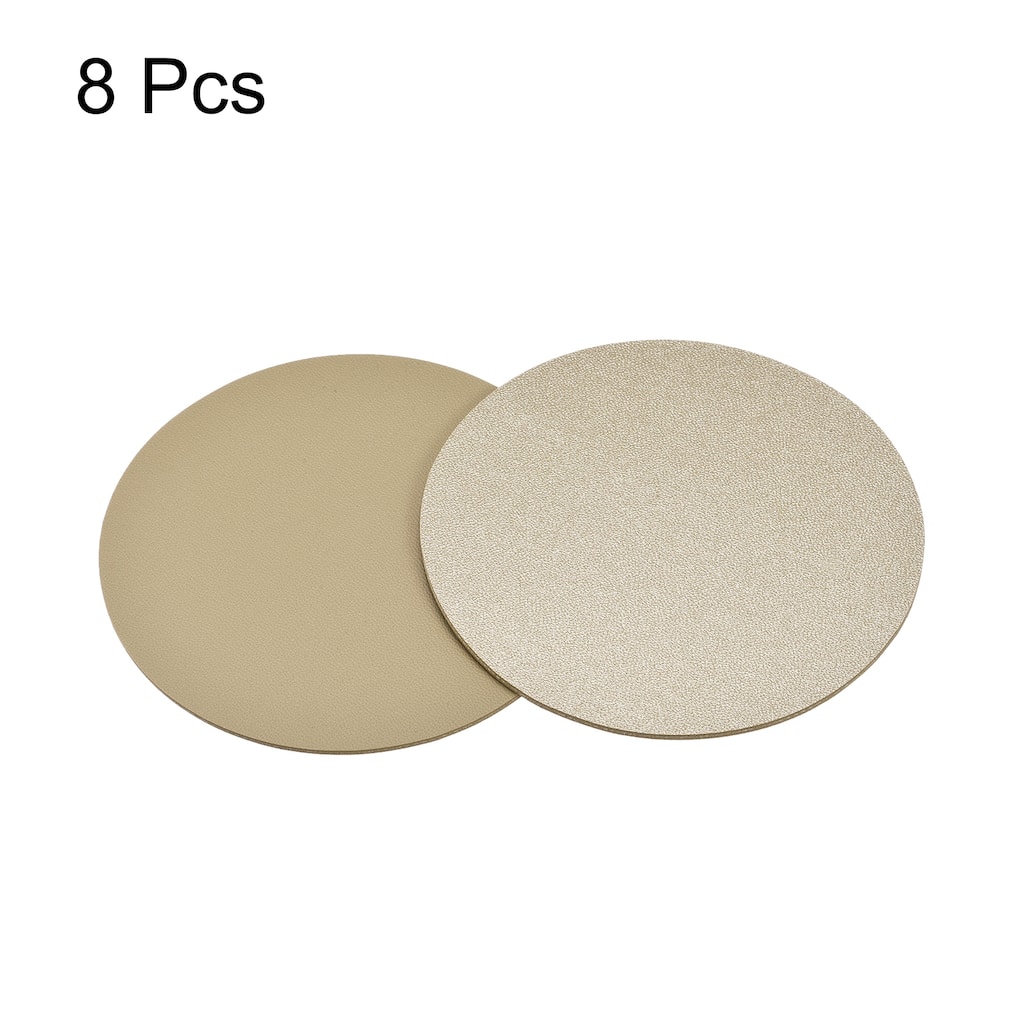 102mmRound Coasters PU Cup Mat Pad for Tableware Gold Tone 8pcs - Gold Tone