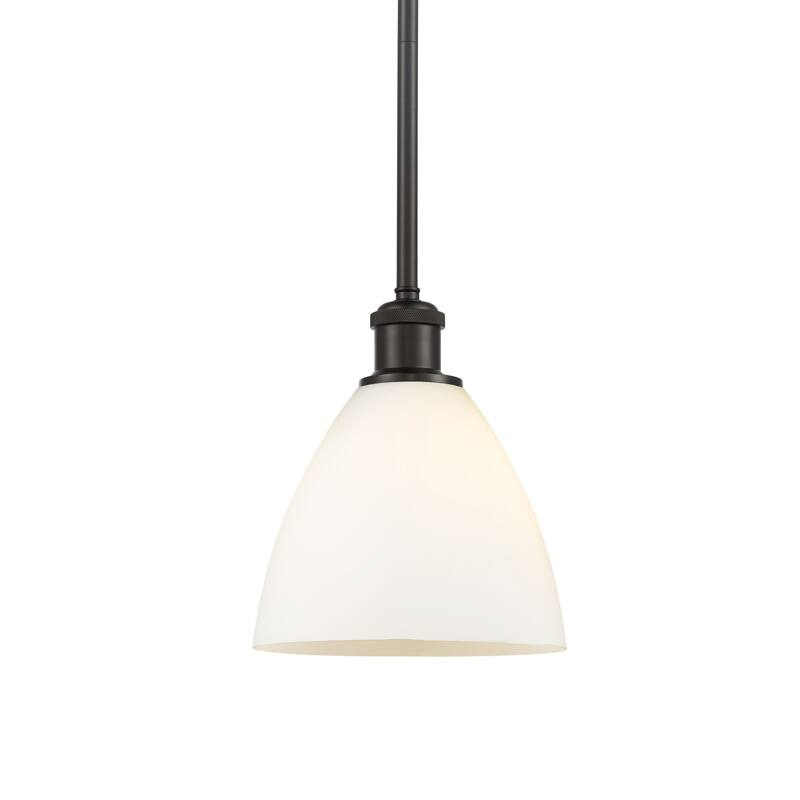 Innovations Lighting 516-1S-9-8 Bristol Pendant Bristol 8" Wide Mini - Oil Rubbed Bronze / Matte White
