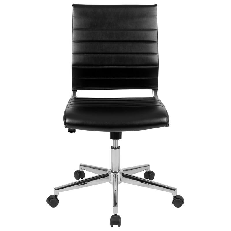 Mid-Back Armless LeatherSoft Contemporary Ribbed Executive Swivel Office Chair