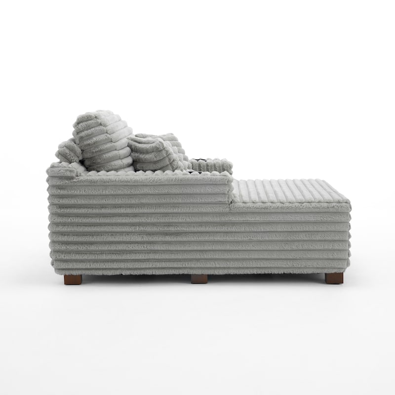 53" Wide Oversized Upholstered Chaise Lounge Indoor Sofa with Pillows