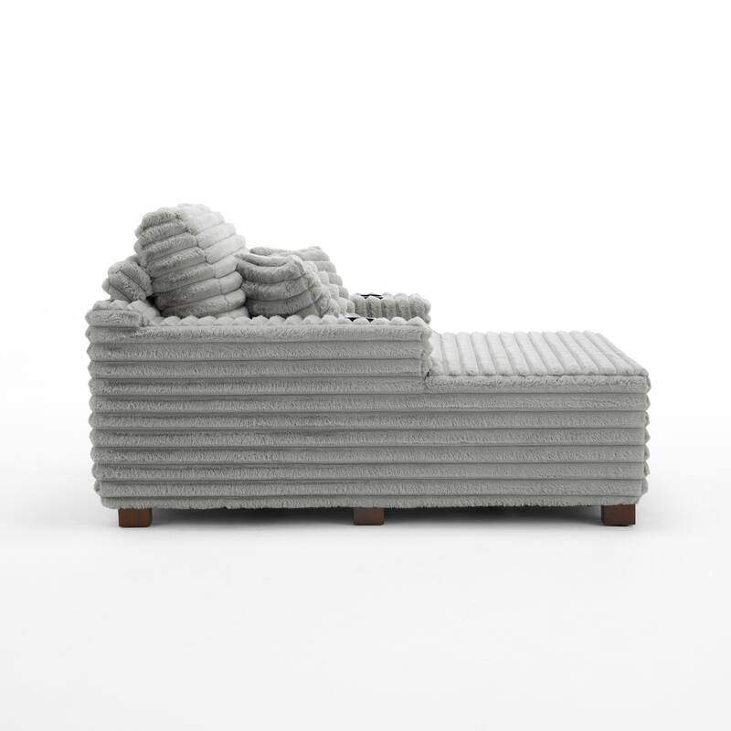 53" Upholstered Chaise Lounge Indoor Sofa with Pillows