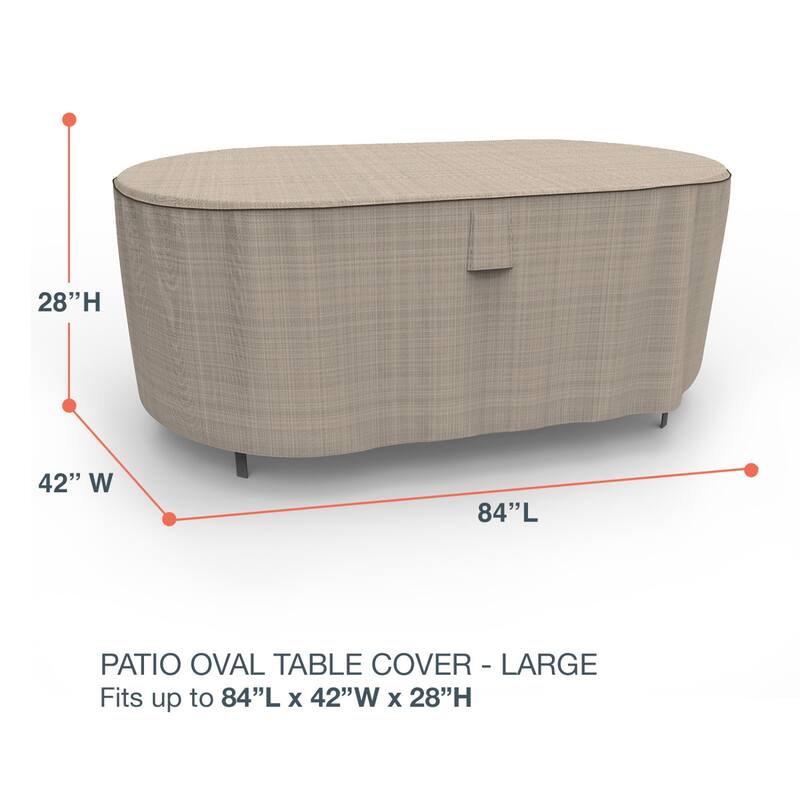 Budge StormBlock™ Mojave Black Ivory Oval Patio Table Cover Multiple Sizes - Large - 28"H x 84"L x 42"W