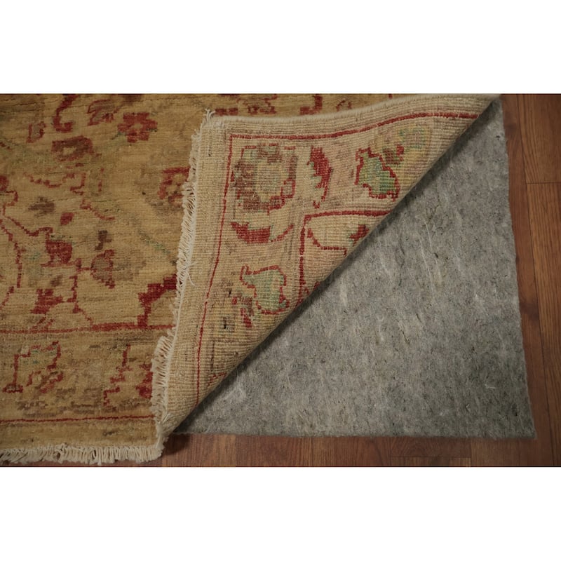 Hand Knotted Oriental 100% Wool Carpet Traditional Floral Beige & Ivories Peshawar Runner Rug - 12' 9'' X 2' 5''