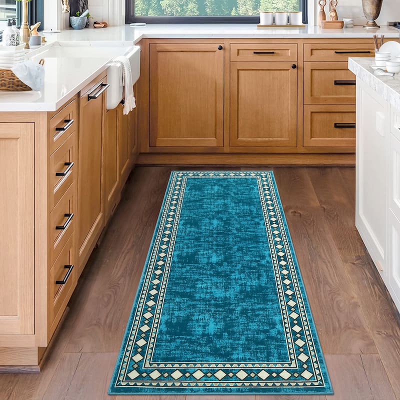 Garvee Machine Washable Rug Modern Bordered Area Rugs