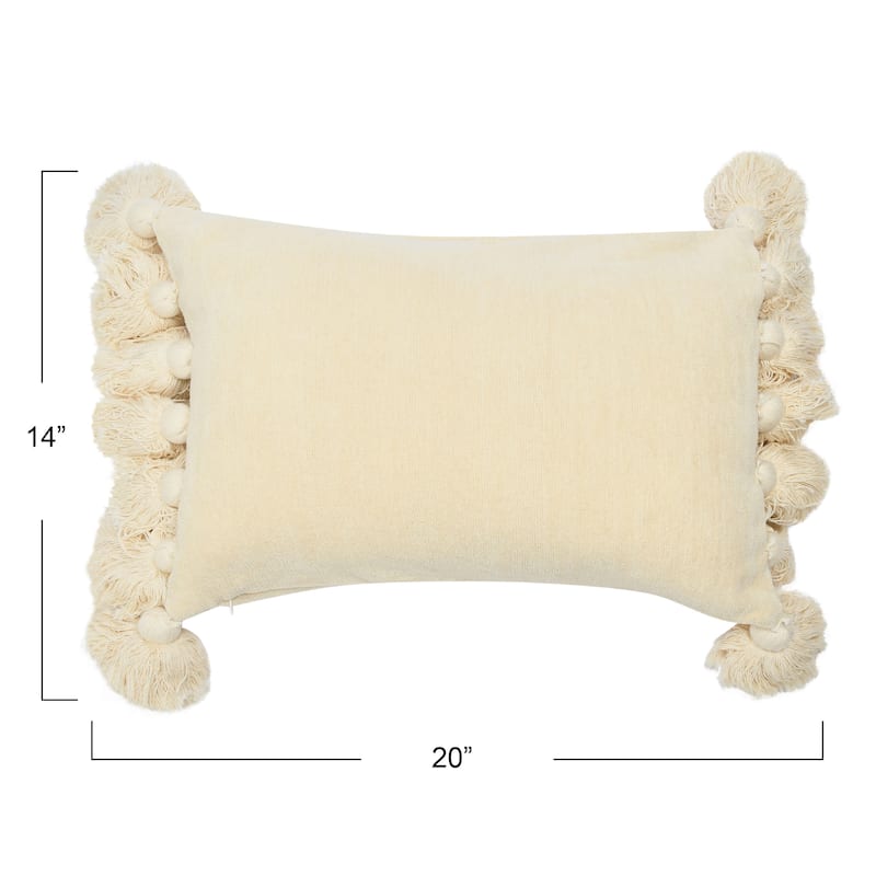 Cotton Chenille Lumbar Pillow with Tassels