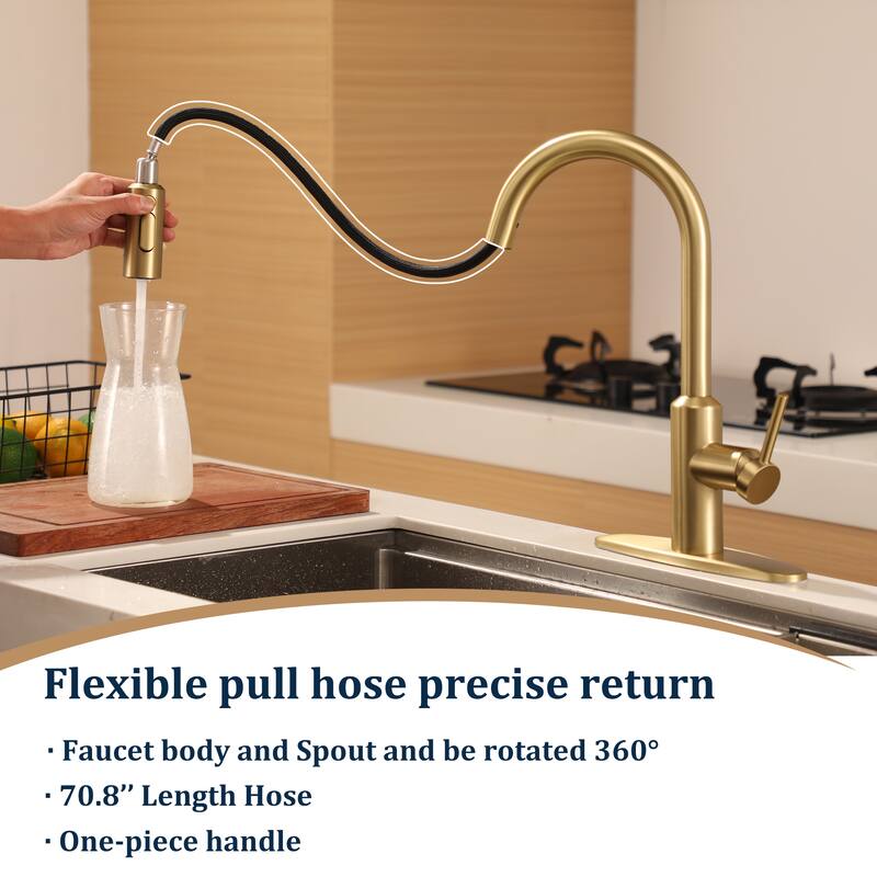3-Function Single Handle Pull Down Sprayer Kitchen Faucet