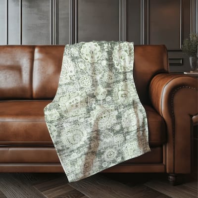 Premium Machine Washable Vintage Persian Sherpa Throw Blanket