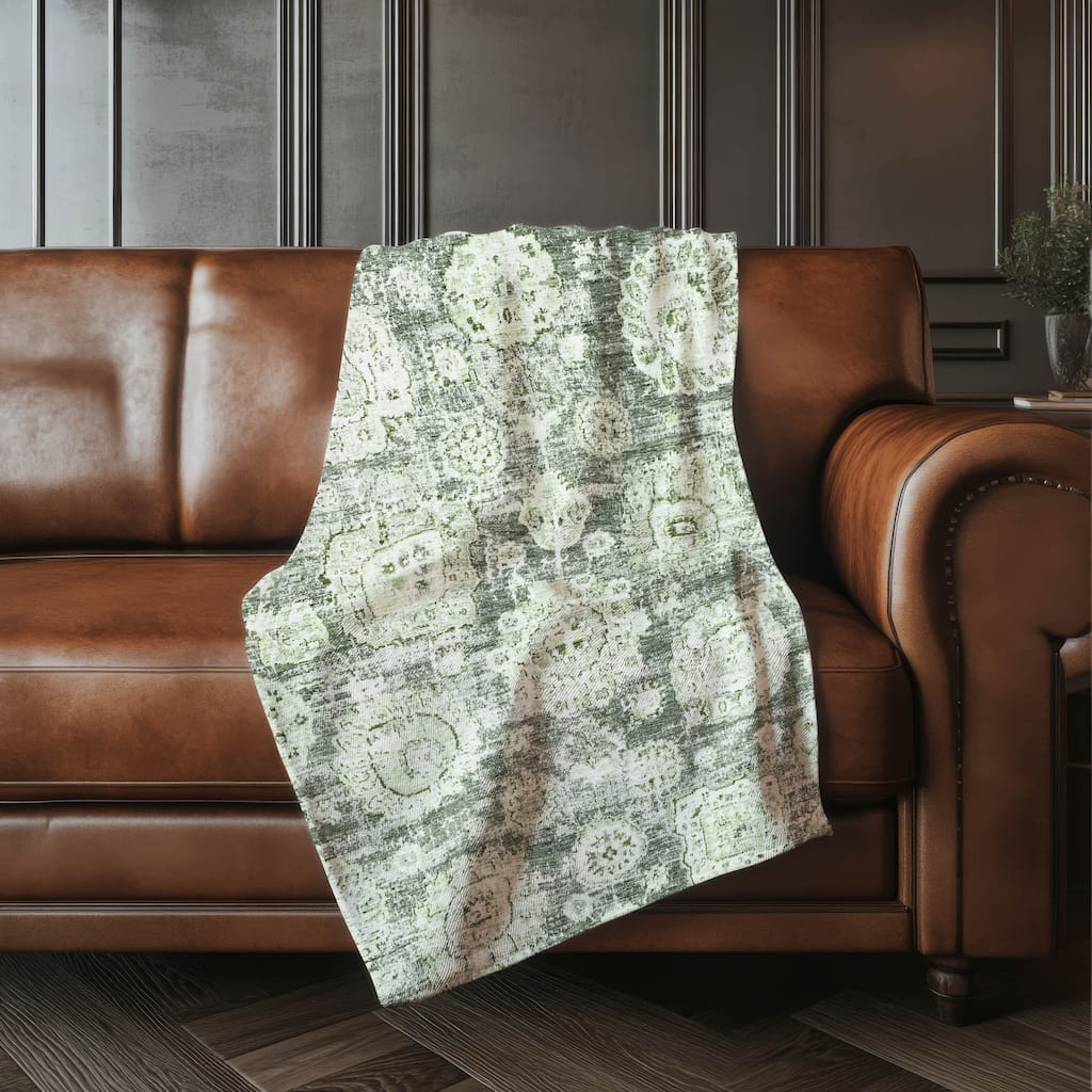 Premium Machine Washable Vintage Persian Sherpa Throw Blanket