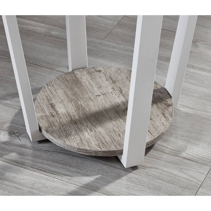 Contemporary Round End Table With Shelf