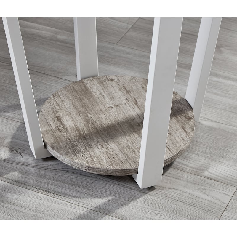 Elysian Contemporary Round End Table with Shelf,