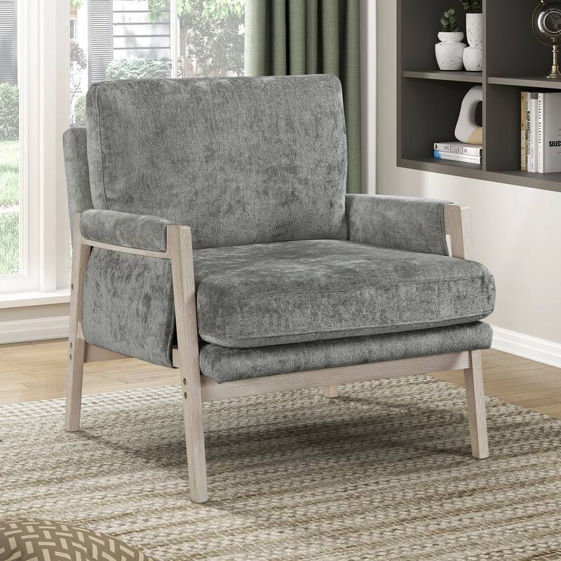 Willia 31.5" Chenille Accent Chair - Light Brownish-Gray Finish Frame