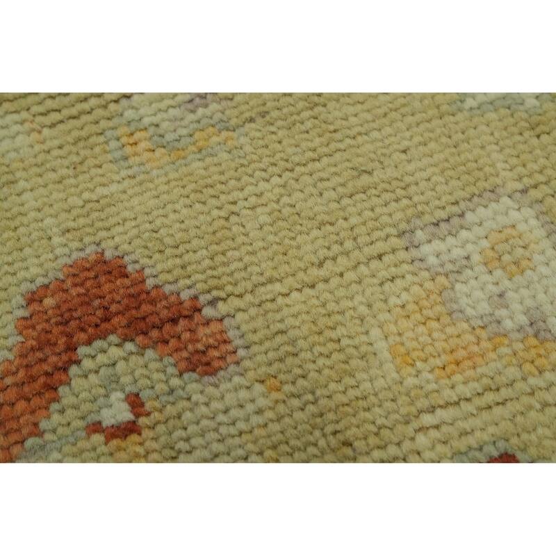 Vegetable Dye Wool Oushak Turkish Area Rug, Floral Geometric Carpet - 10' 0'' X 8' 4''