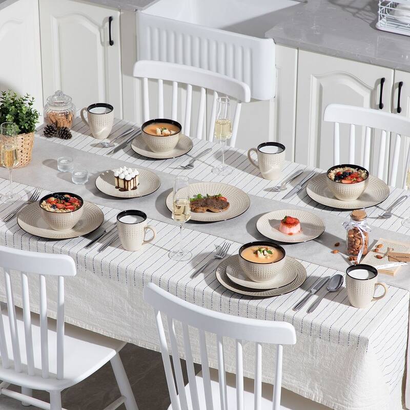 vancasso Embossed Stoneware 16-Piece Dinnerware Set, Service for 4