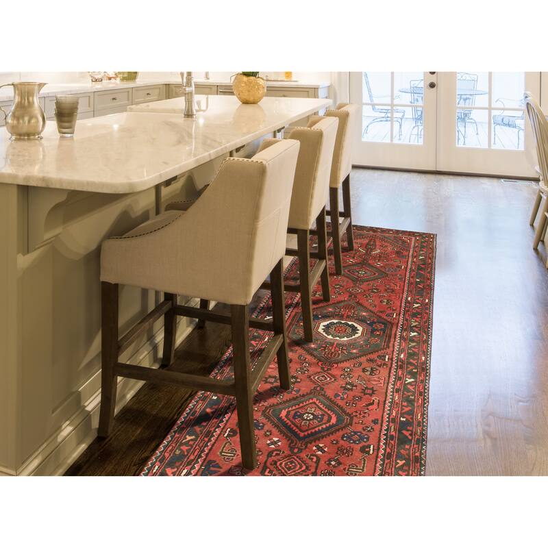Fine Vintage Distressed Gisou Rust/Grey Runner - 3'3" x 9'10"