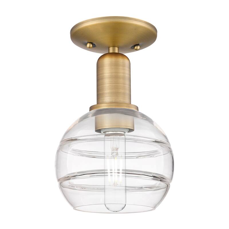 Innovations Lighting Endless Possibilities Arcadia - Rochester - 1 Light 6" Semi-Flush Mount - Clear/Brushed Brass