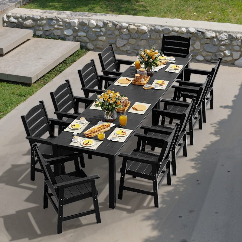 WINSOON 12-Piece HIPS All Weather Outdoor Patio Dining Sets 2-Tables and 10-Chairs