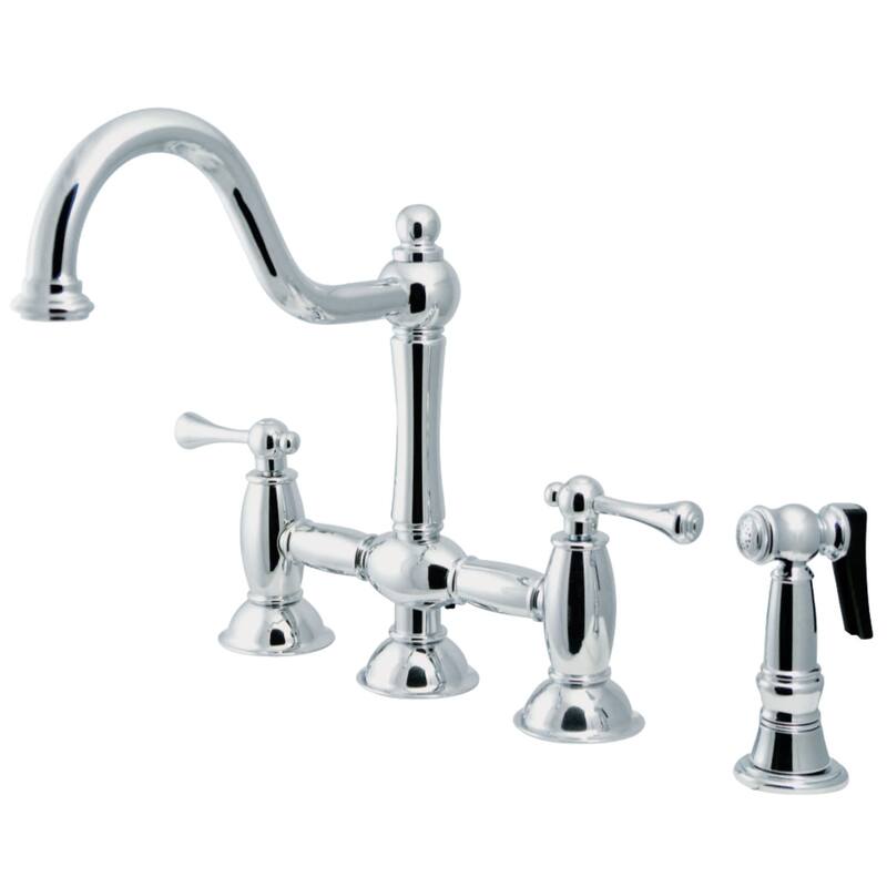 Kingston Brass Restoration 1.8 GPM Bridge Kitchen Faucet - Includes - Polished Chrome - Polished Chrome