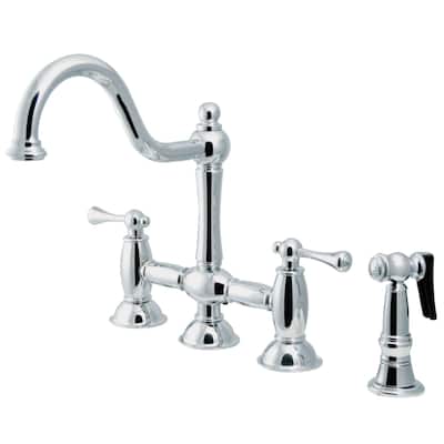 Kingston Brass Restoration 1.8 GPM Bridge Kitchen Faucet - Includes - Polished Chrome