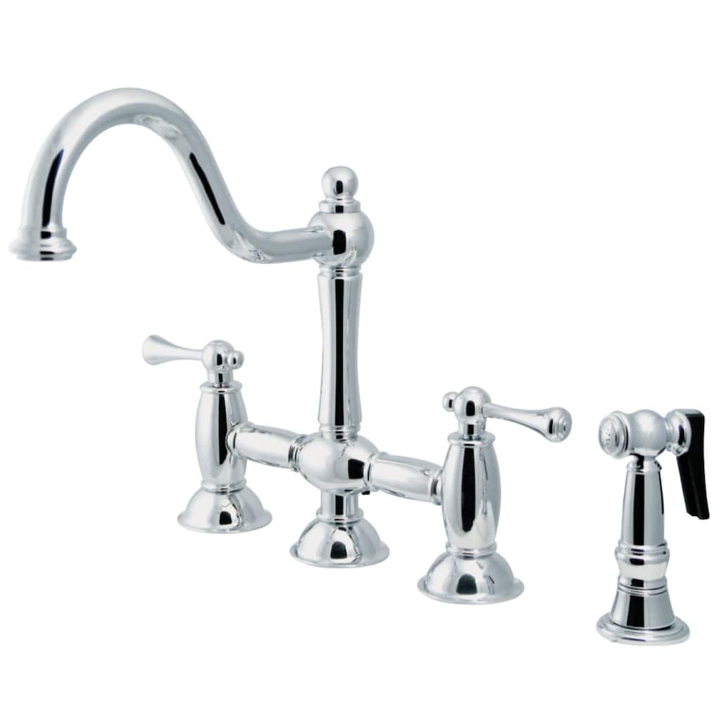 Kingston Brass Restoration 1.8 GPM Bridge Kitchen Faucet - Includes - Polished Chrome
