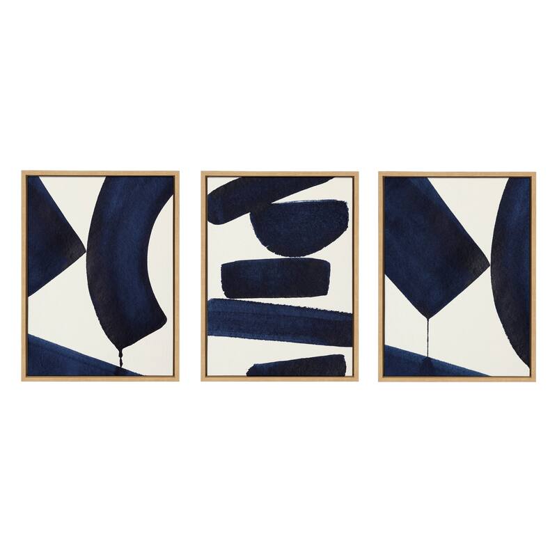 Kate and Laurel Sylvie Japandi Framed Canvas Set by Rocket Jack - 3 Piece 18x24 - Plastic - Brown