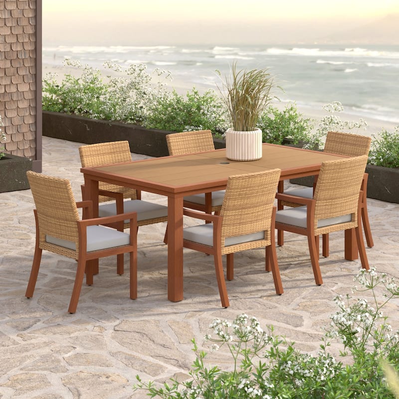 Mili 7 Piece Sunbrella Outdoor Patio Dining Set