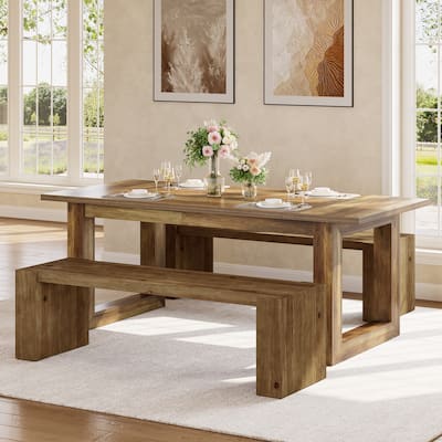 Solid Wood Dining Bench, 59" Long Kitchen Table Bench Seat