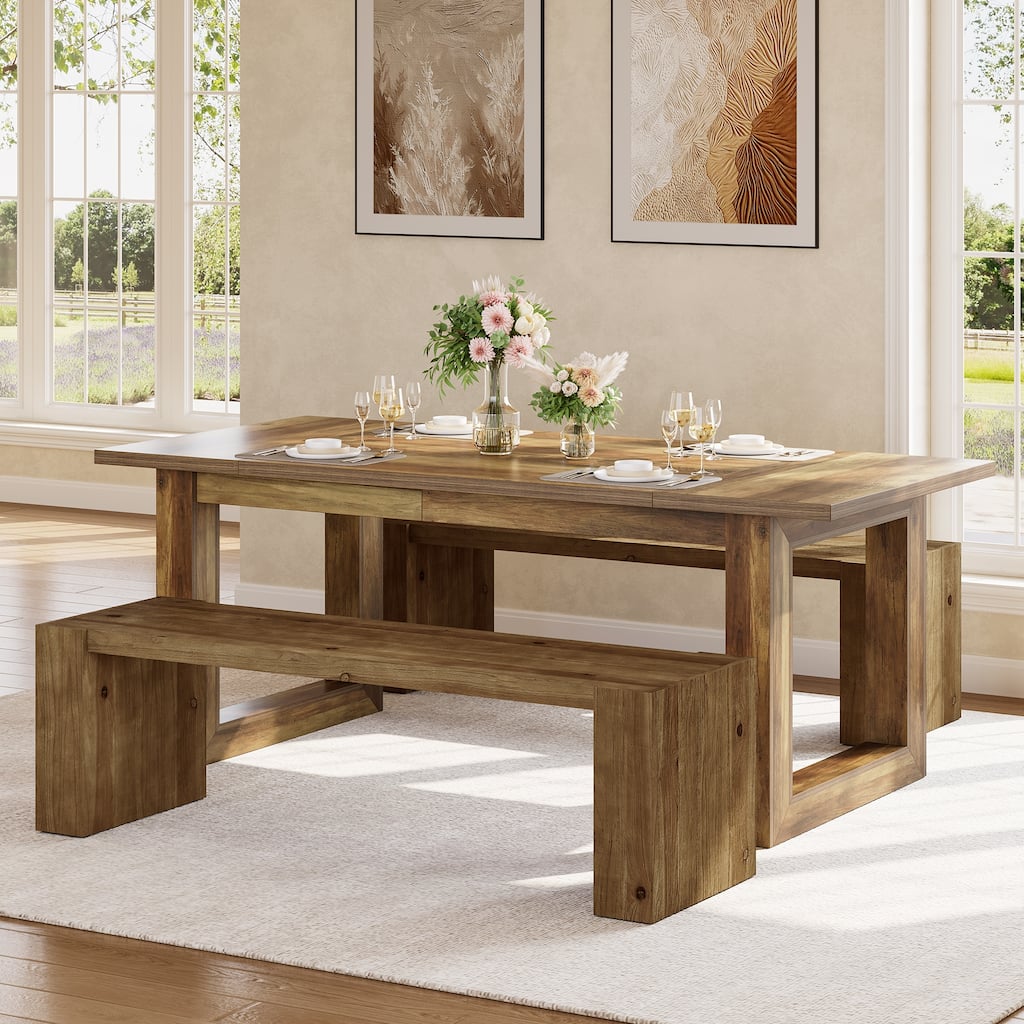 Solid Wood Dining Bench, 59" Long Kitchen Table Bench Seat