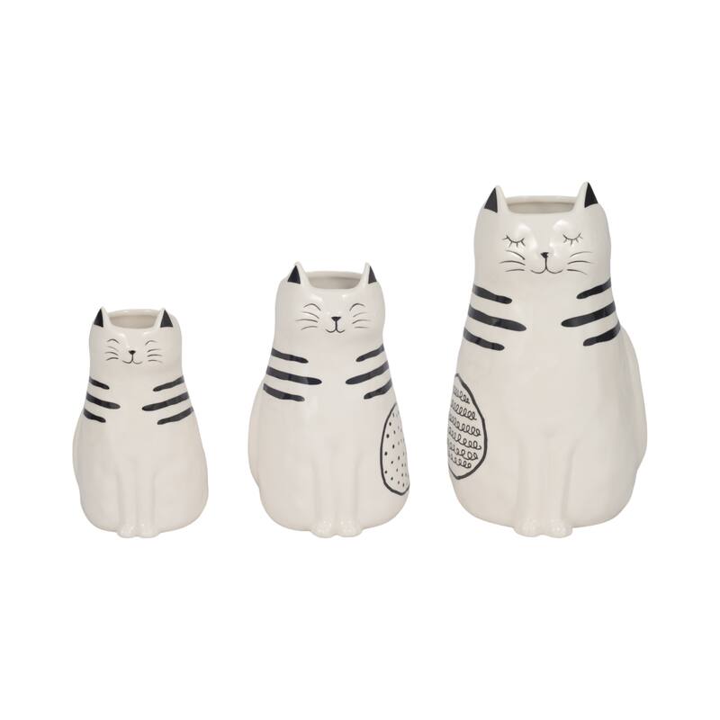 Sagebrook Home Black and White Ceramic Cat Figurine