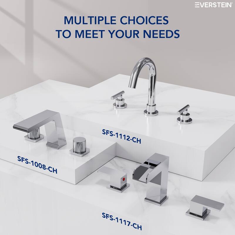 2 Pack, 3 Hole Widespread Bathtub Faucet with High Flow Waterfall Spout