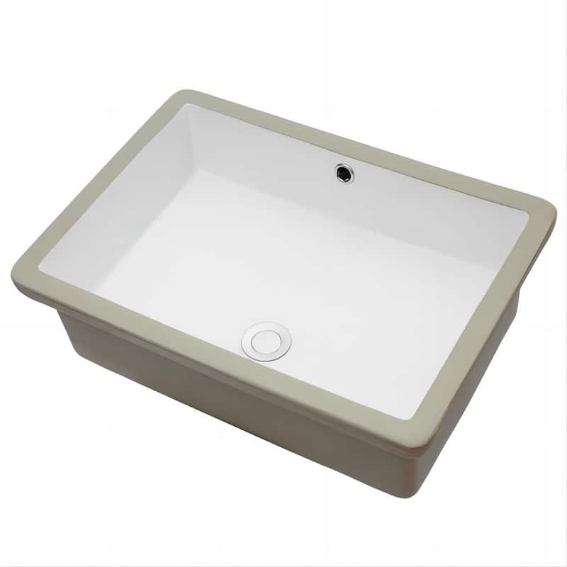 Dornberg 22"x15.5" White Ceramic Rectangular Undermount Bathroom Sink with Overflow - White